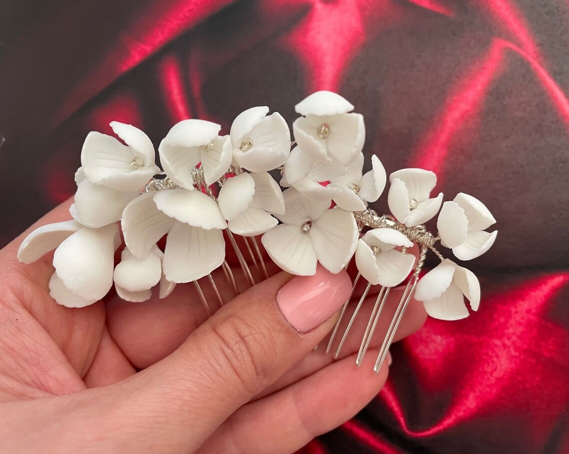 Wedding hearpins Flower Porcelain